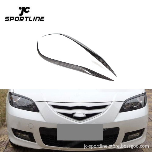 4D Carbon Fiber Front Lamp Eyebrow for Mazda 3